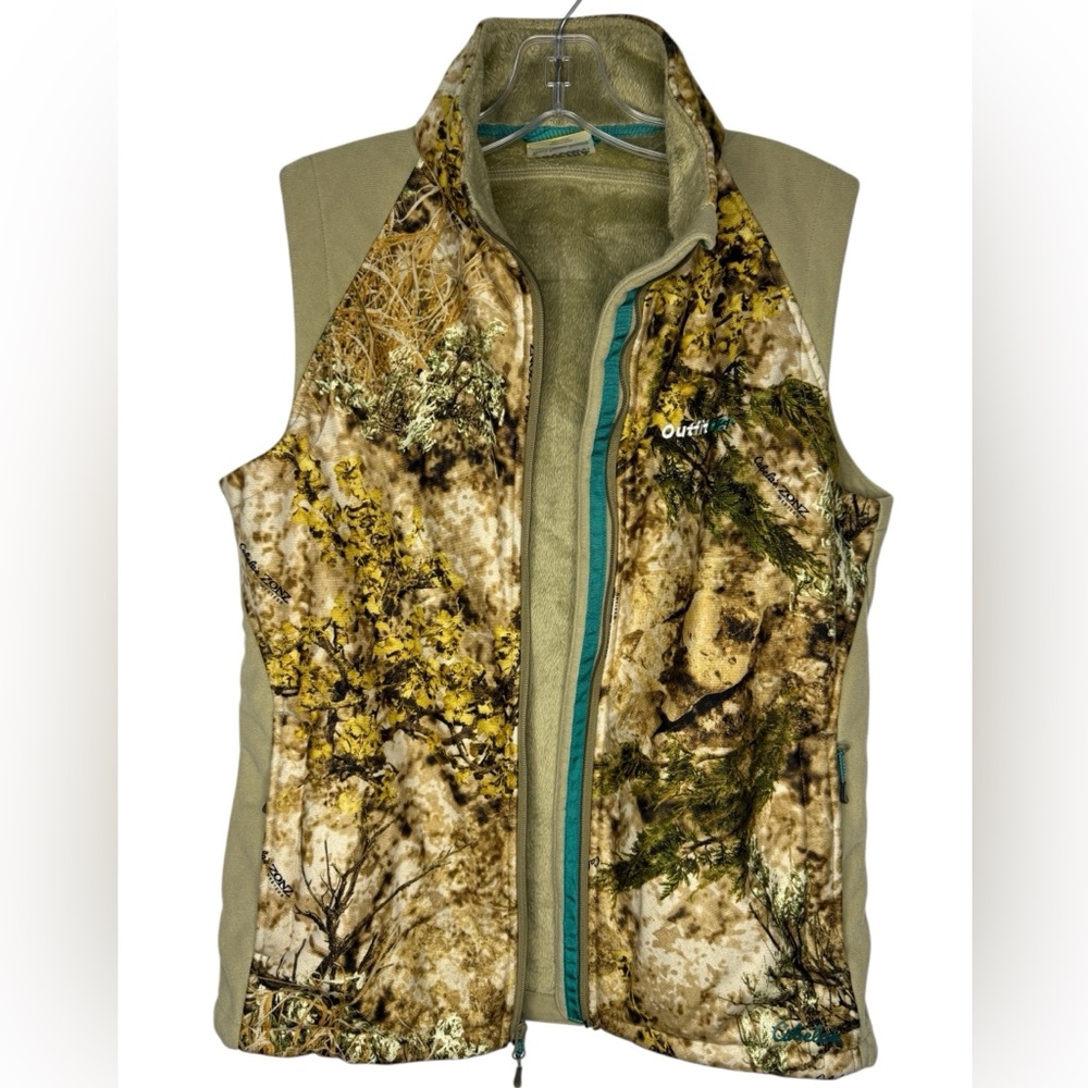 Cabela's OutfitHer Zonz Western Full Zip Lined Camo Vest Medium